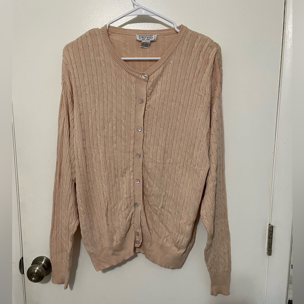Vintage Bergdorf Goodman on the plaza cream cable knit button up cardigan large
